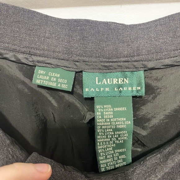 Size 10 High Waisted Ralph Lauren Straight Leg Wool Pants / Trousers - Picture 3 of 5